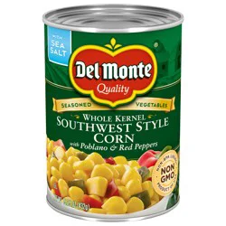 Del Monte Southwest Whole Kernel Corn with Poblano and Red Peppers, 15.25 oz Can