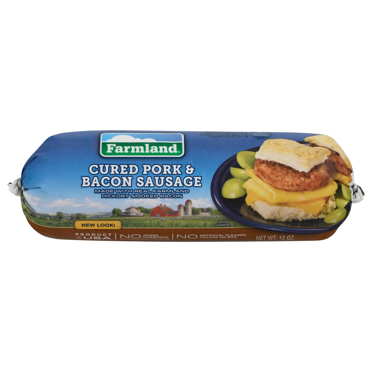 slide 1 of 9, Farmland Pork & Bacon Breakfast Roll Sausage, 12 oz