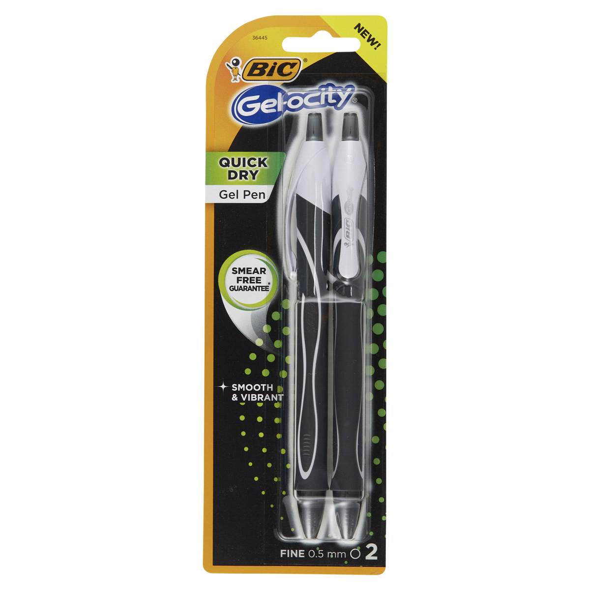 slide 1 of 1, BIC Gel-Ocity Quick Dry Gel Pens - Black, 2 ct