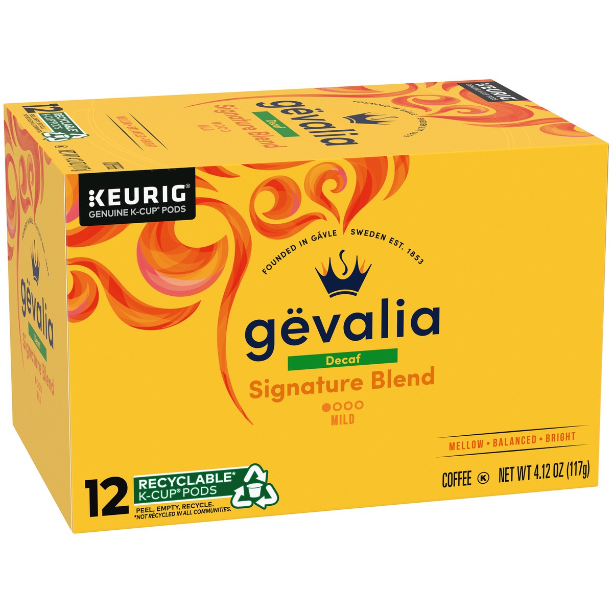 slide 9 of 9, Gevalia Signature Blend Decaf Mild Light Roast K-Cup Coffee Pods, 12 ct Box, 12 ct