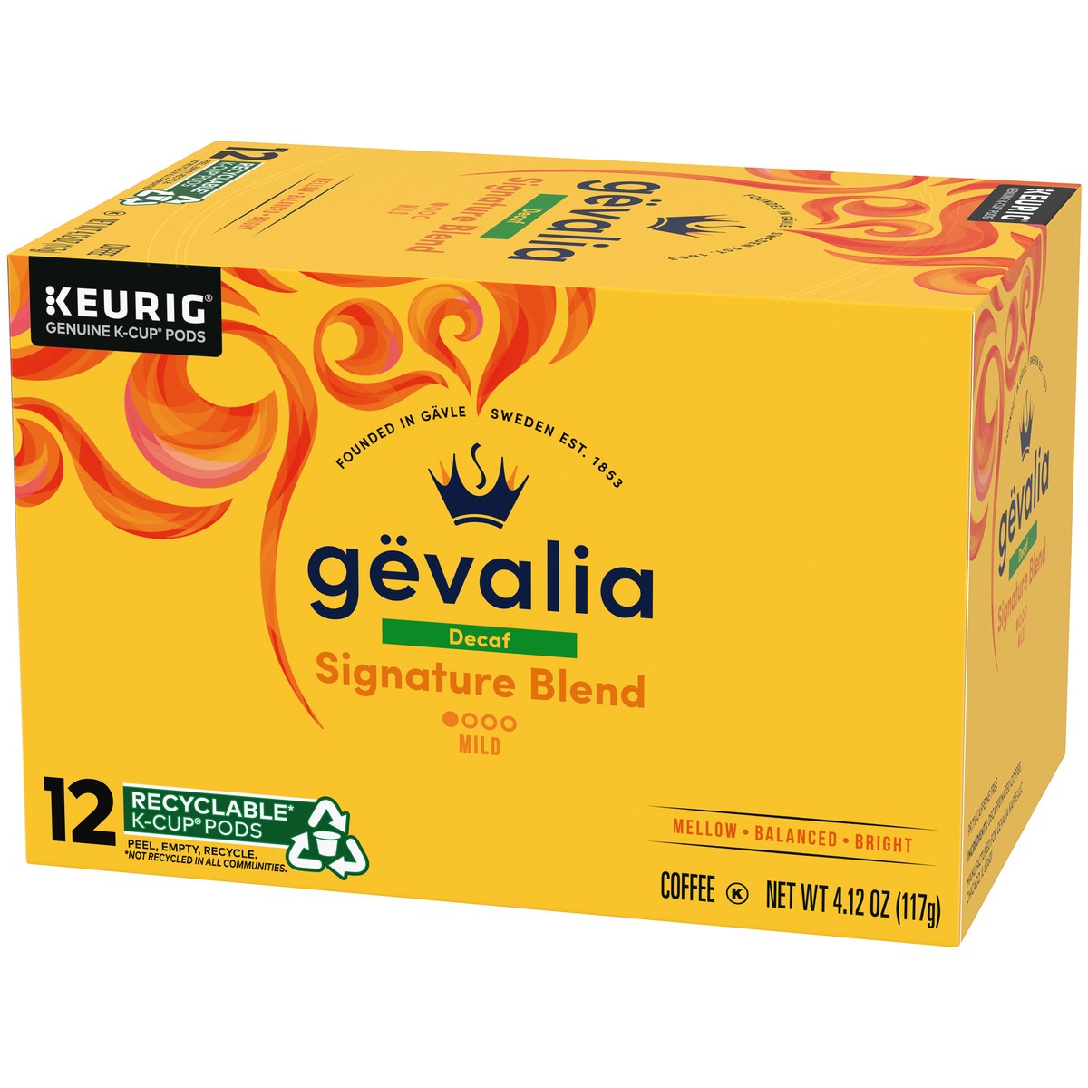 slide 4 of 9, Gevalia Signature Blend Decaf Mild Light Roast K-Cup Coffee Pods, 12 ct Box, 12 ct