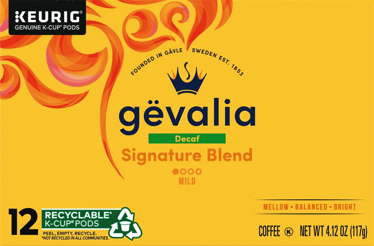 slide 8 of 9, Gevalia Signature Blend Decaf Mild Light Roast K-Cup Coffee Pods, 12 ct Box, 12 ct