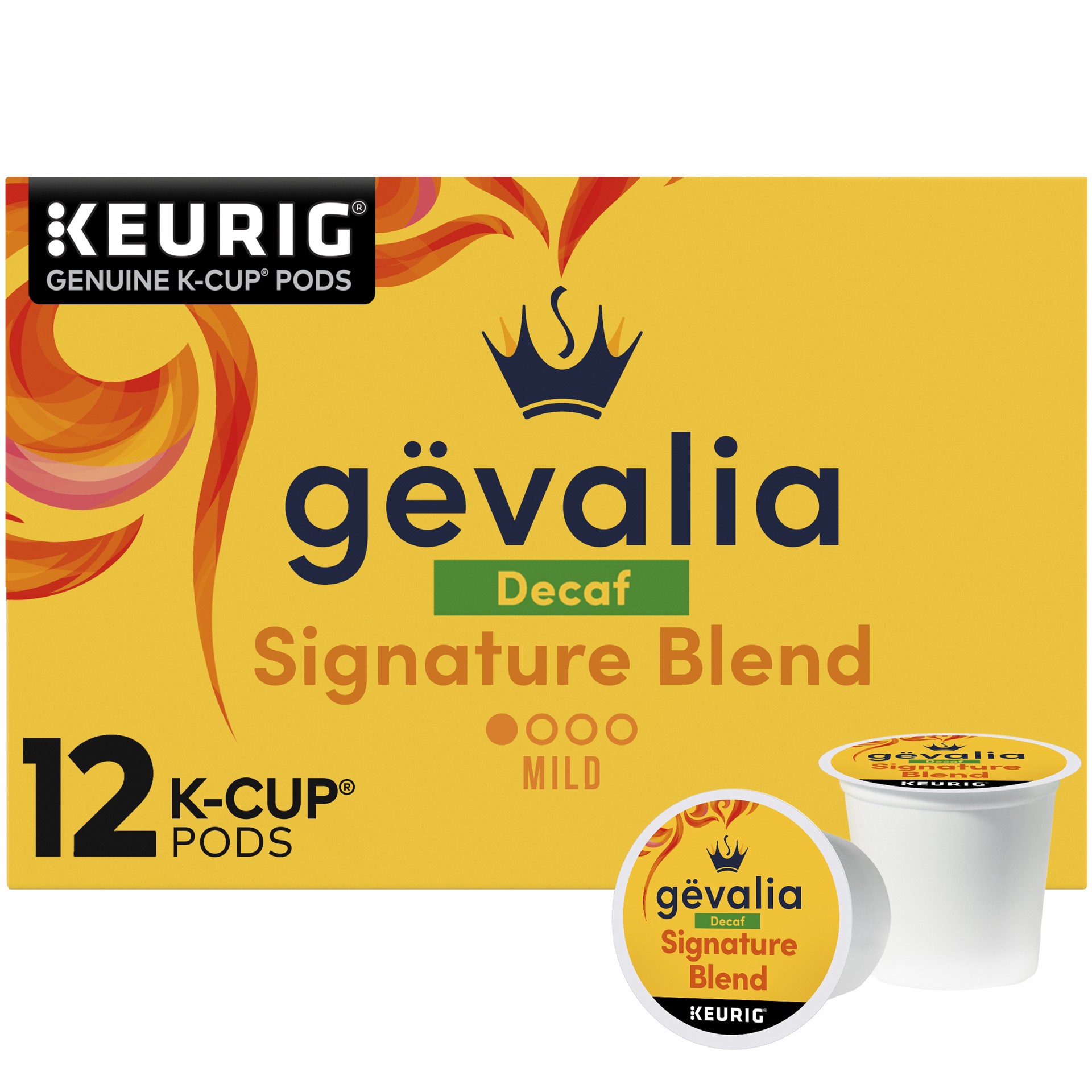 slide 1 of 9, Gevalia Signature Blend Decaf Mild Light Roast K-Cup Coffee Pods, 12 ct Box, 12 ct