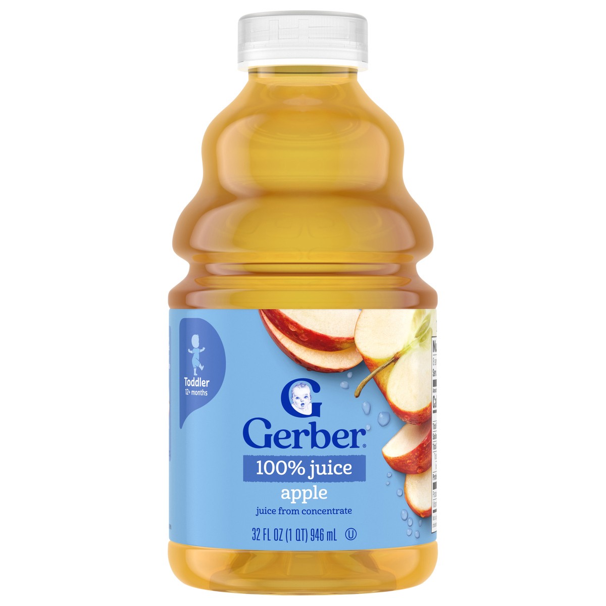 slide 1 of 5, Gerber Toddler Food, Apple Juice, 32 fl oz Bottle, 32 fl oz