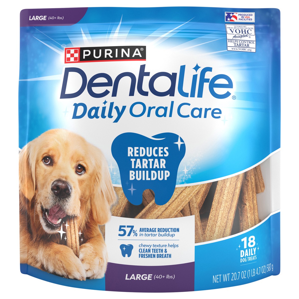 slide 13 of 14, DentaLife Purina DentaLife Made in USA Facilities Large Dog Dental Chews, Daily, 20.7 oz