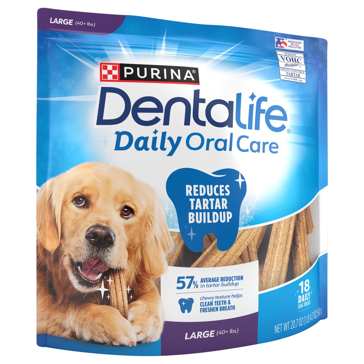 slide 14 of 14, DentaLife Purina DentaLife Made in USA Facilities Large Dog Dental Chews, Daily, 20.7 oz