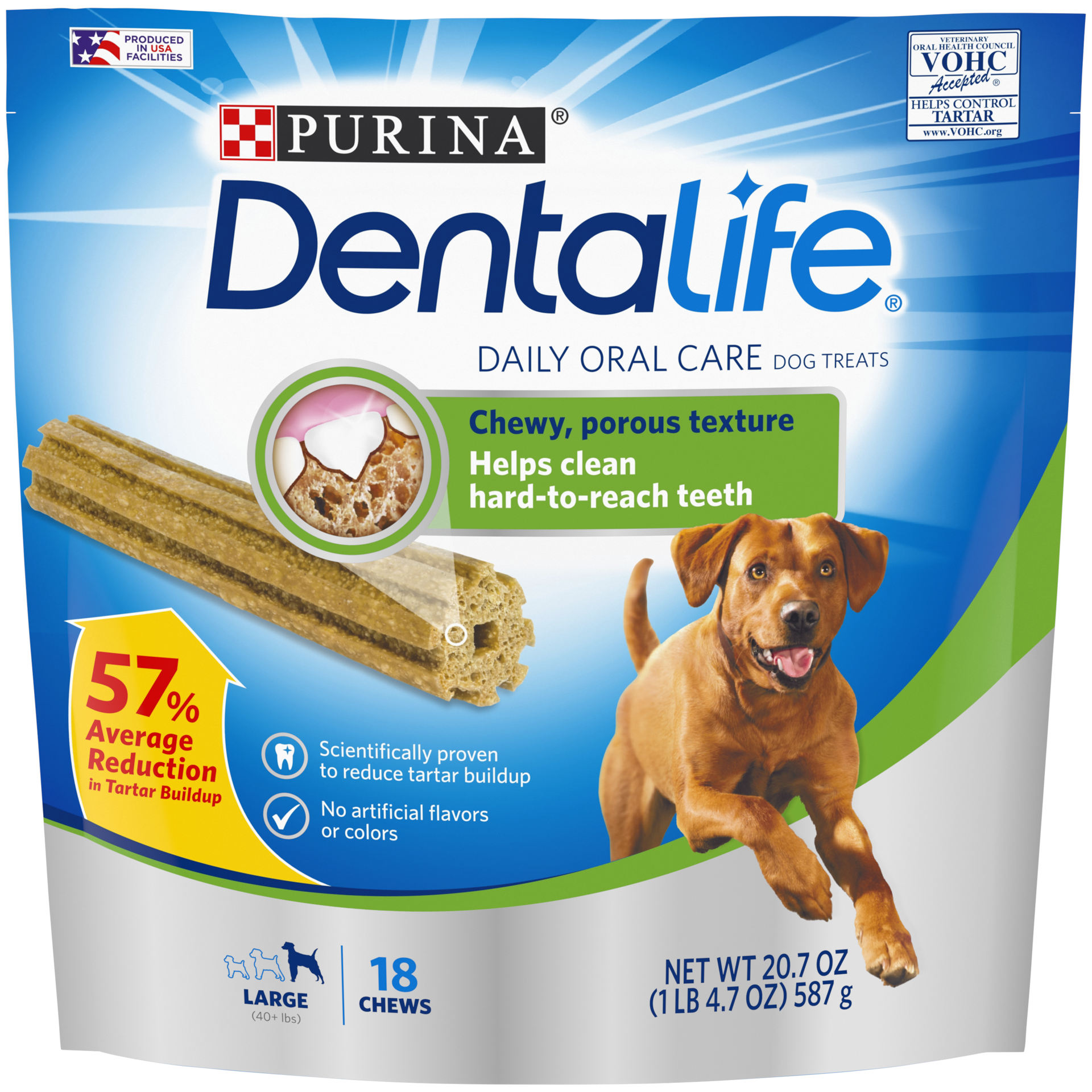 slide 1 of 14, DentaLife Purina DentaLife Made in USA Facilities Large Dog Dental Chews, Daily, 20.7 oz