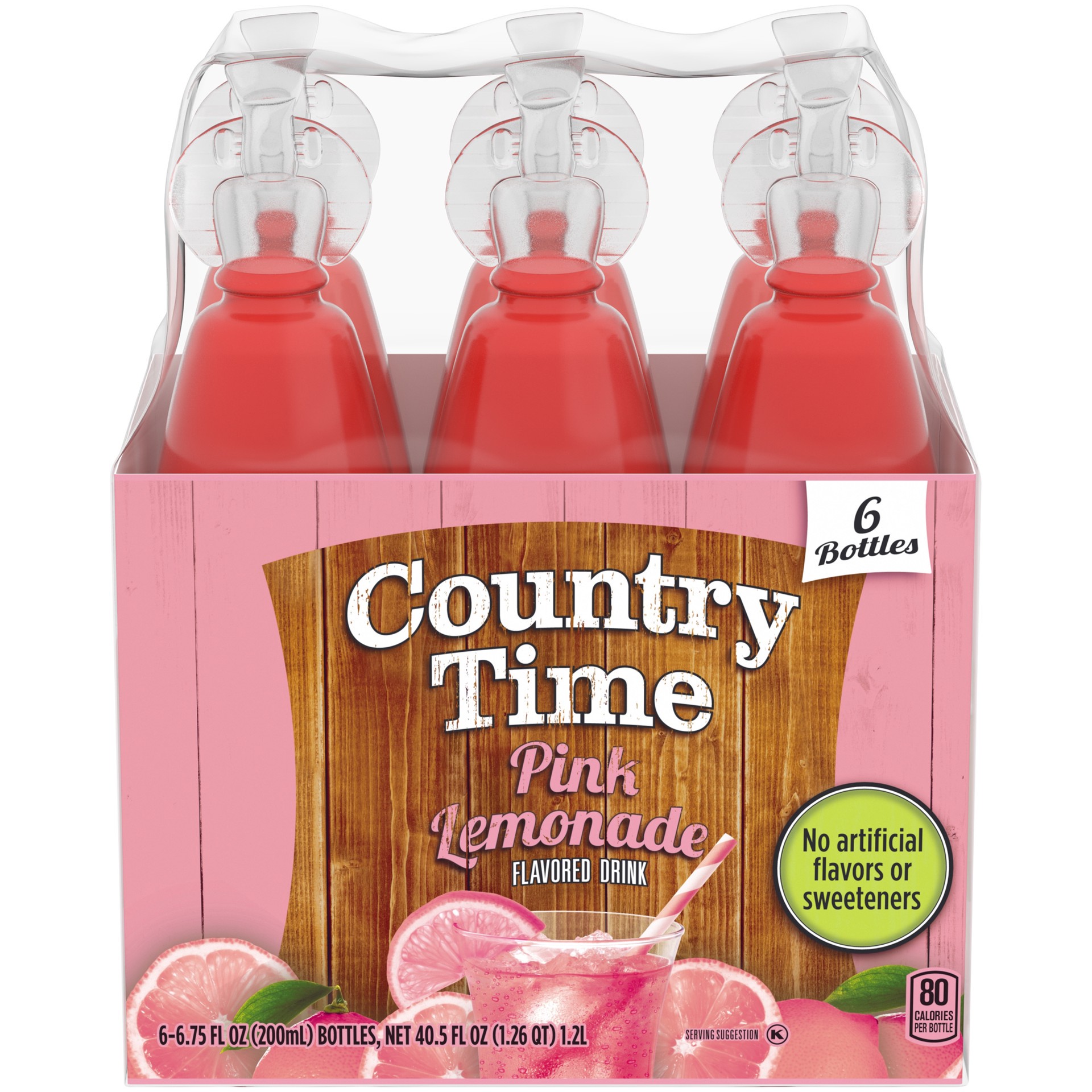 slide 3 of 10, Country Time Pink Lemonade Naturally Flavored Drink, 6 ct Pack, 6.75 fl oz Bottles, 6 ct