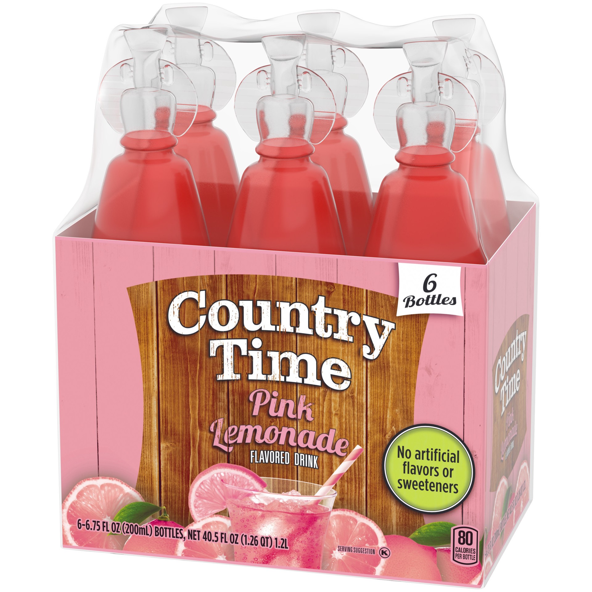 slide 4 of 10, Country Time Pink Lemonade Naturally Flavored Drink, 6 ct Pack, 6.75 fl oz Bottles, 6 ct