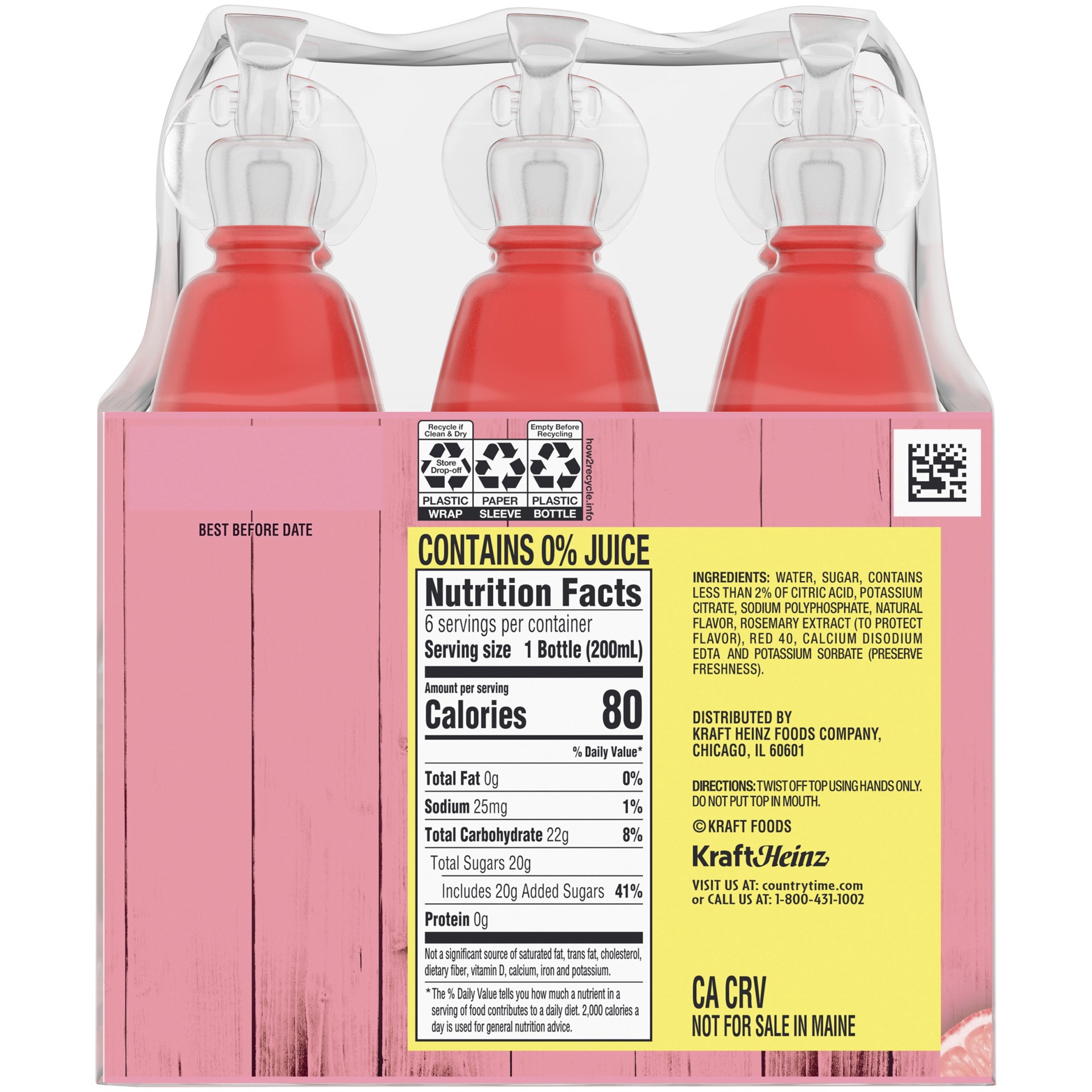 slide 9 of 10, Country Time Pink Lemonade Naturally Flavored Drink, 6 ct Pack, 6.75 fl oz Bottles, 6 ct