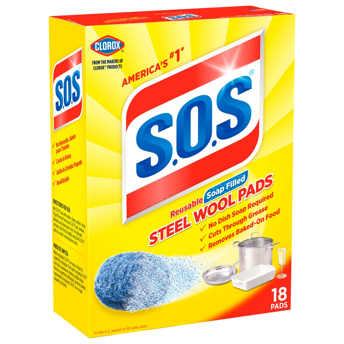 slide 10 of 14, S.o.s. Reusable Soap Filled Steel Wool Pads, 18 ct