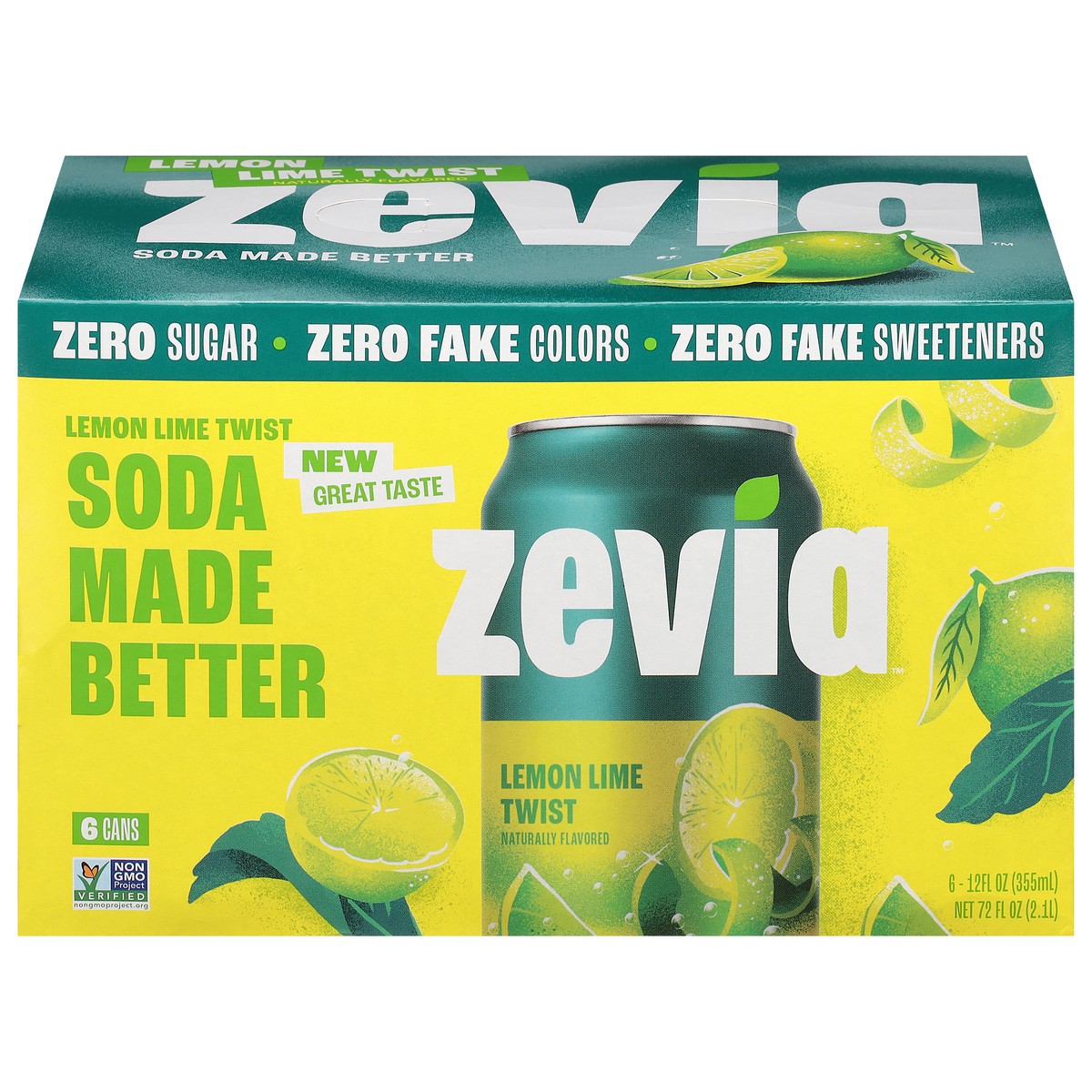 slide 1 of 9, Zevia Lemon Lime Twist Zero Calorie Soda - 72 fl oz, 6 ct; 12 fl oz