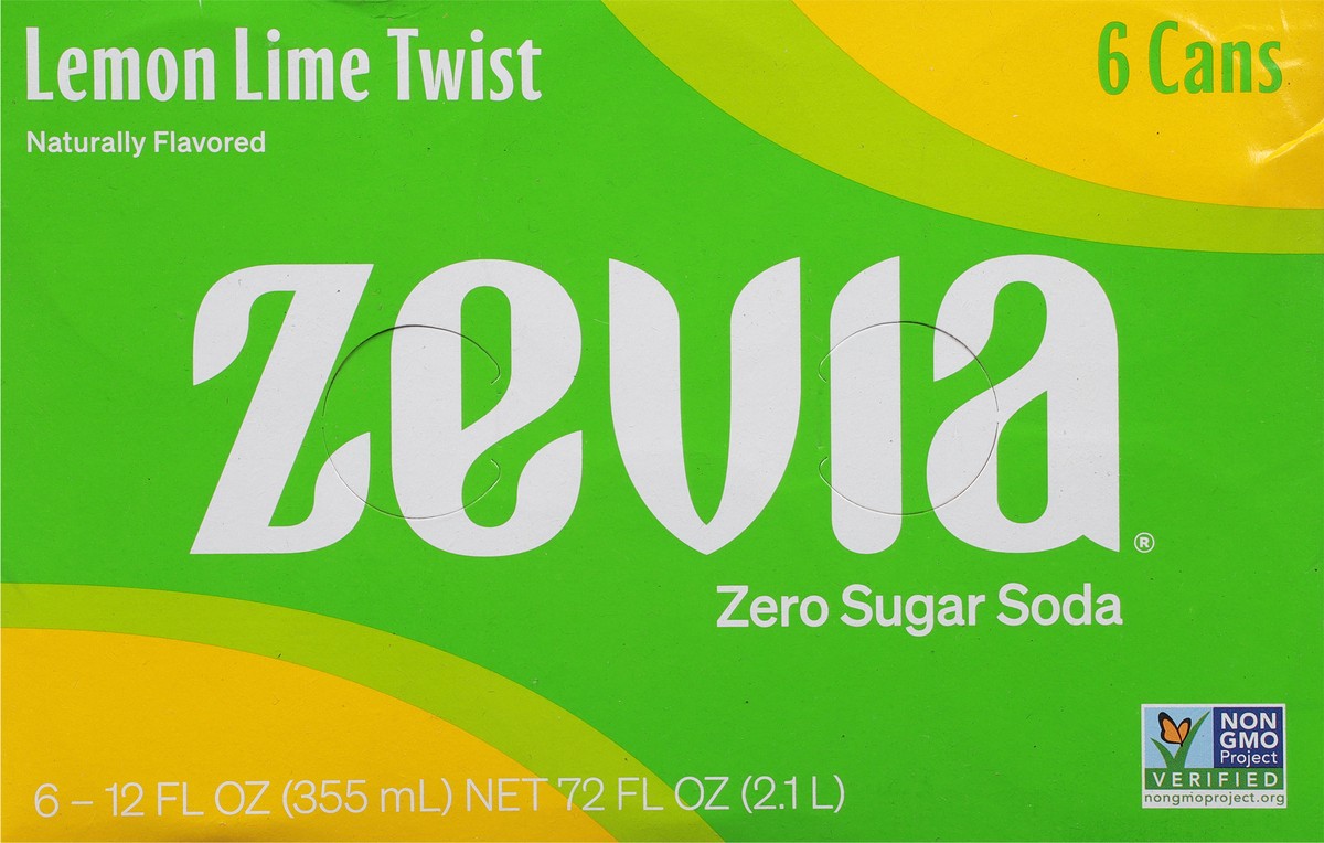 slide 9 of 9, Zevia Lemon Lime Twist Zero Calorie Soda, 72 fl oz