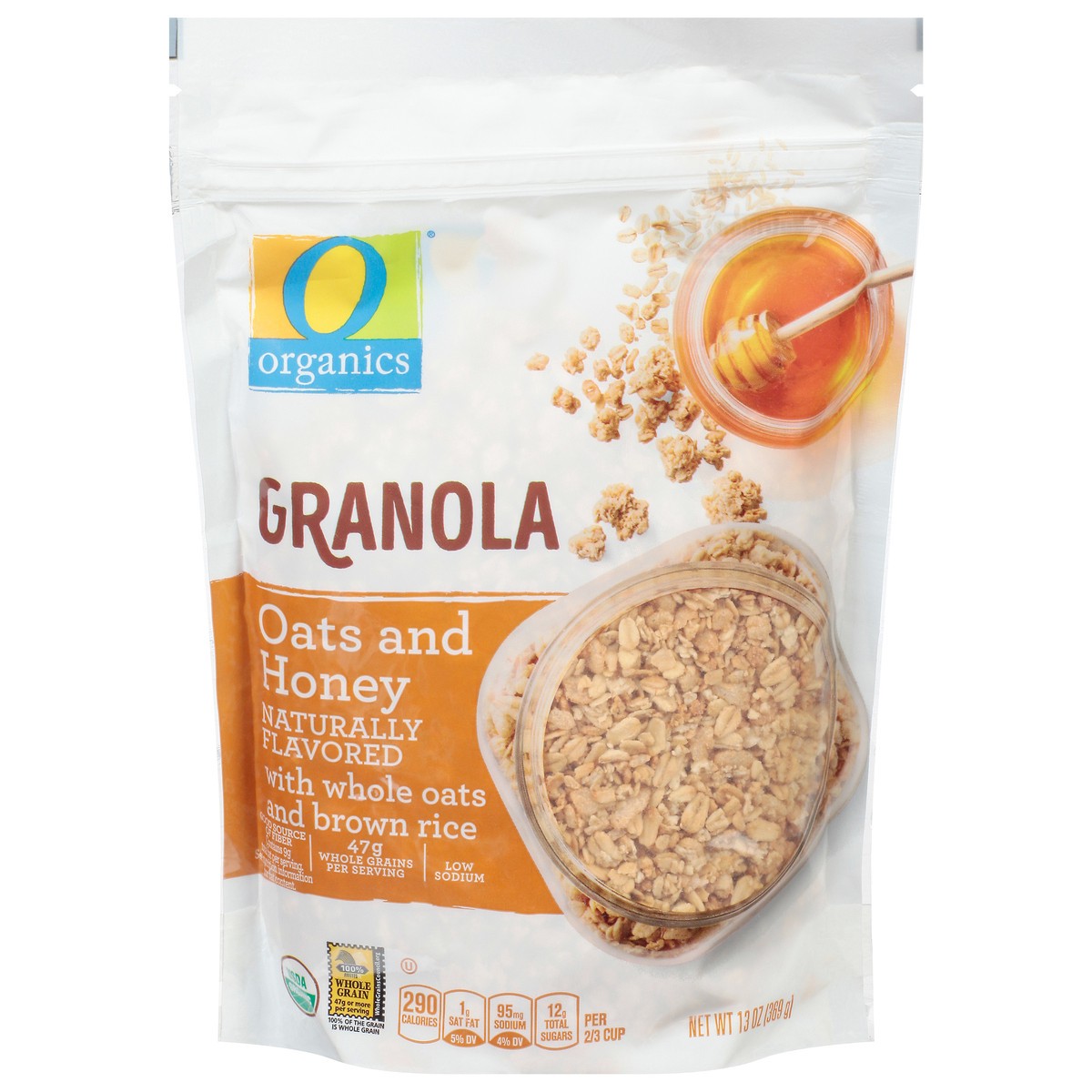 slide 1 of 9, O Organics Organic Granola Oats & Honey Flavored, 13 oz