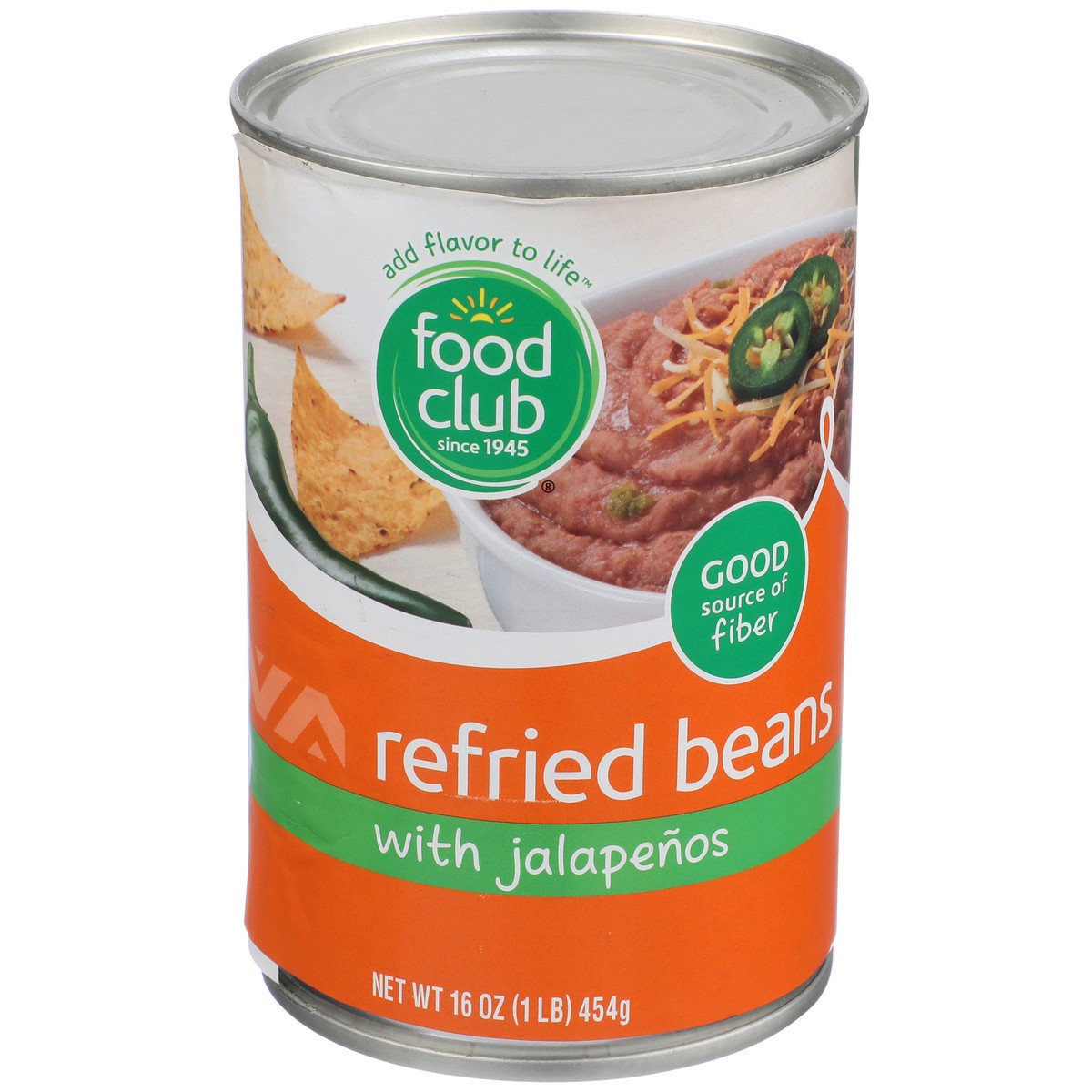 slide 2 of 9, Food Club Refried Beans With Jalapenos, 16 oz