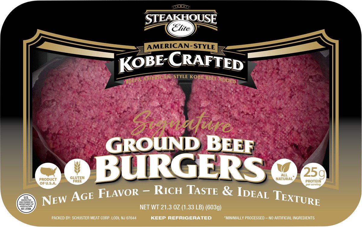 slide 2 of 8, Steakhouse Elite Kobe Ground Beef Burgers, 21.3 oz