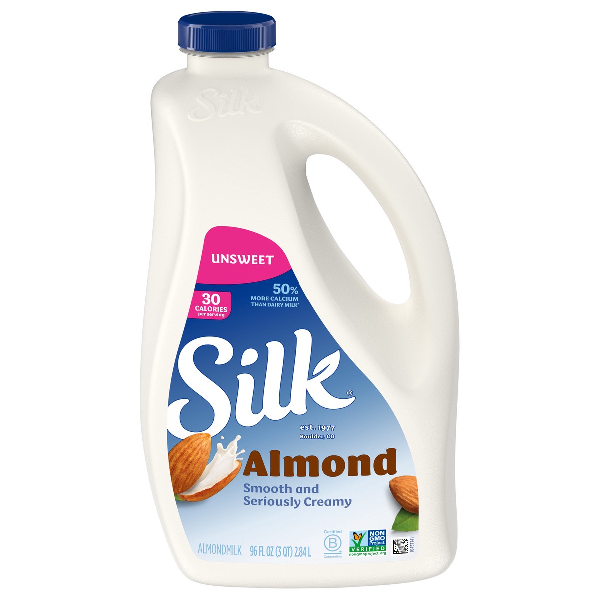 slide 1 of 13, Silk Unsweetened Almond Milk - 96 fl oz, 96 fl oz