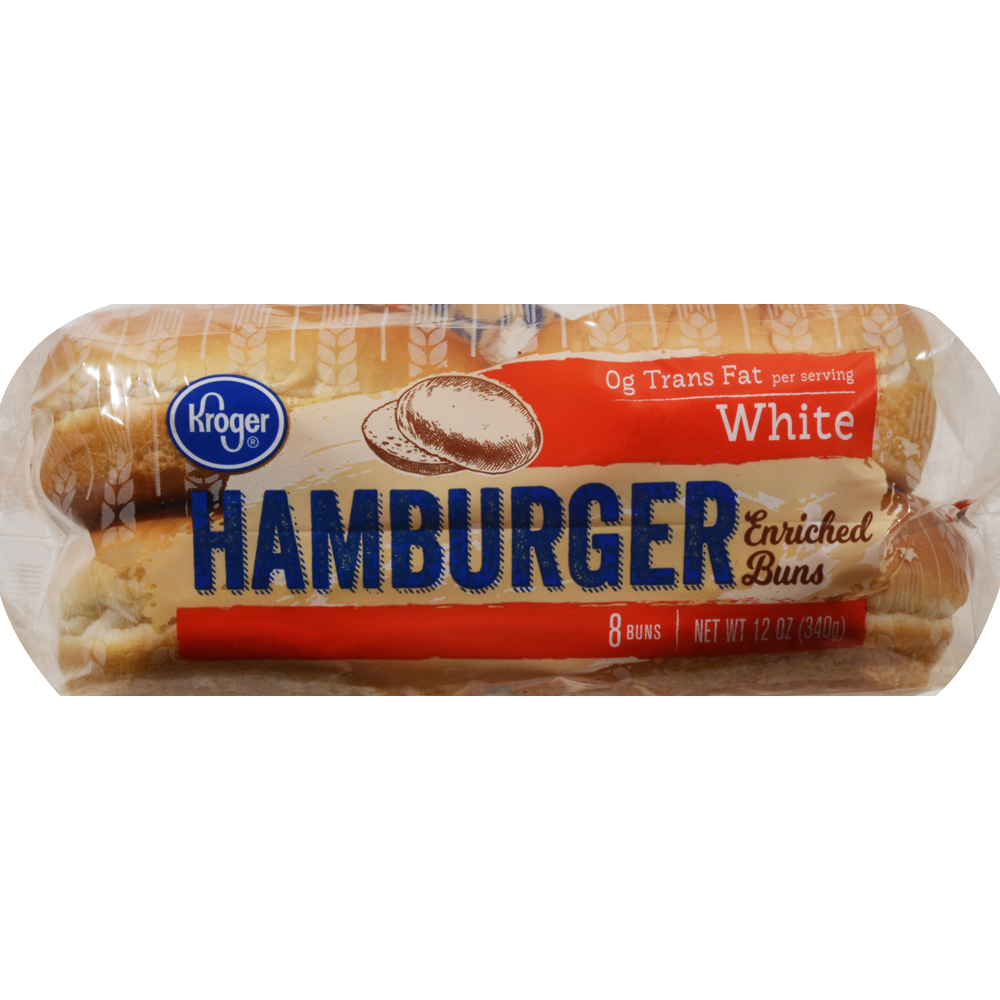 slide 1 of 1, Kroger White Enriched Hamburger Buns, 12 oz