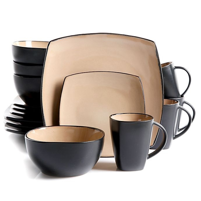 slide 1 of 1, Gibson Home Amalfi Dinnerware Set - Taupe, 16 ct