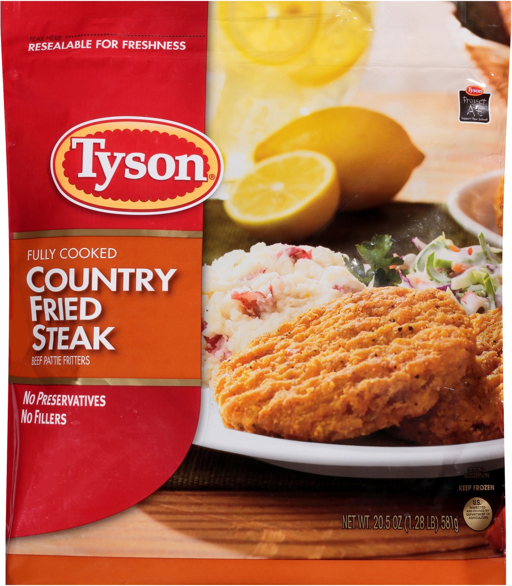 slide 4 of 7, Tyson Fully Cooked Country Fried Steak Patties, 20.5 oz. (Frozen), 581.16 g