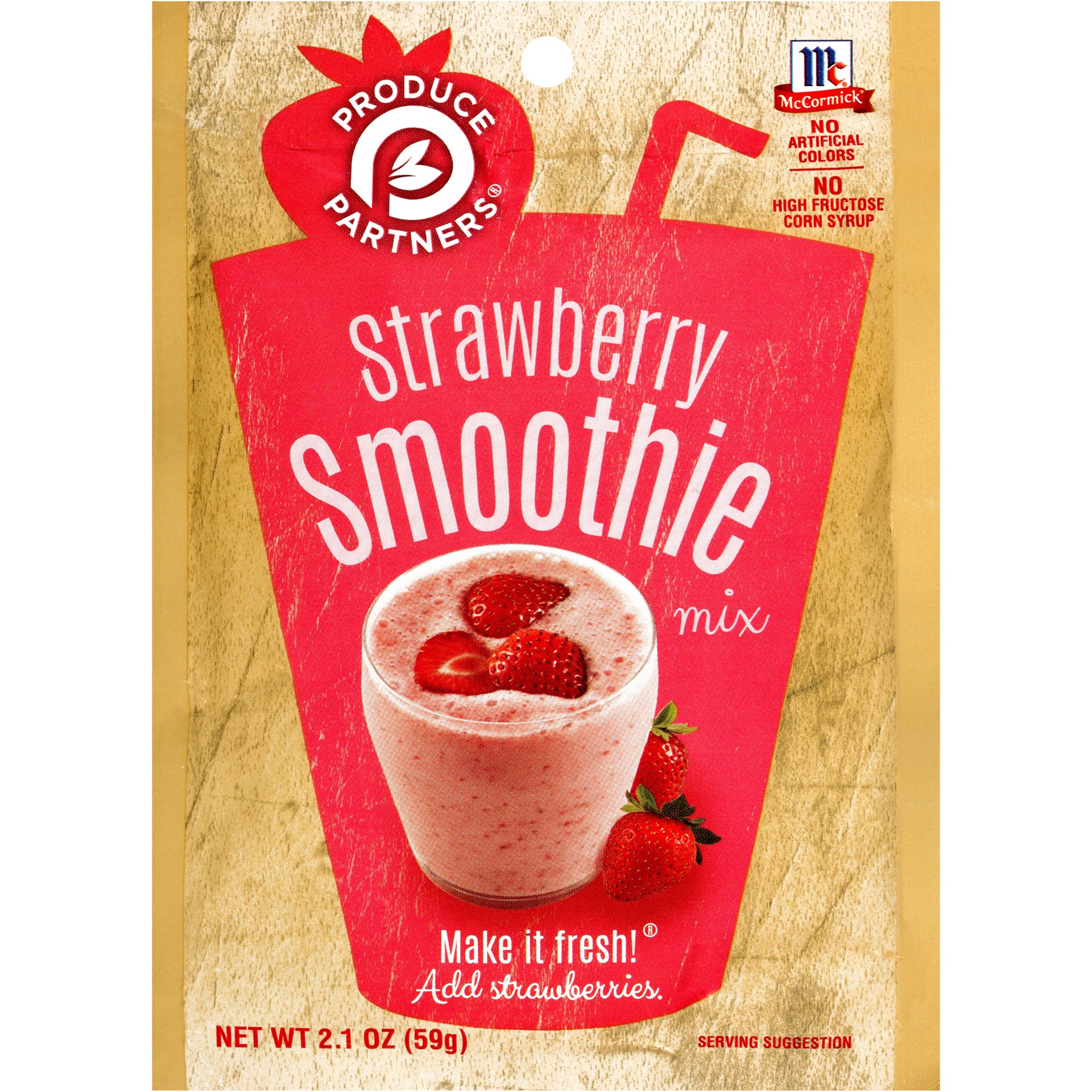 slide 1 of 7, McCormick Produce Partners Smoothie Mix - Strawberry, 2.1 oz