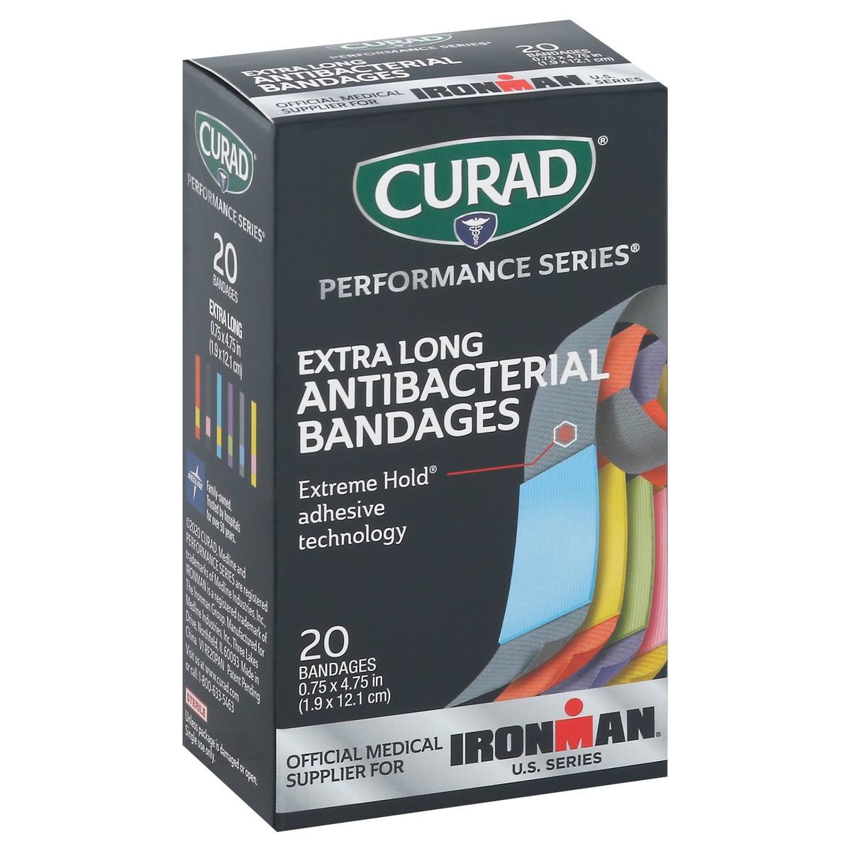 slide 2 of 11, Curad Performance Series Extra Long Antibacterial Bandages 20 ea, 20 ct