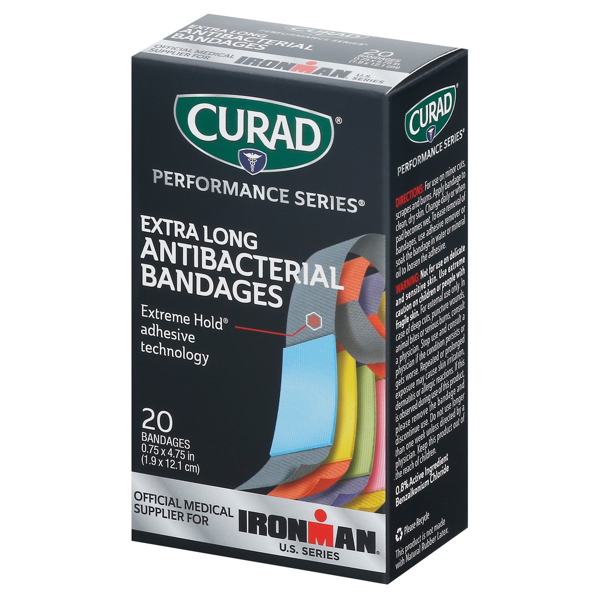 slide 5 of 11, Curad Performance Series Extra Long Antibacterial Bandages 20 ea, 20 ct