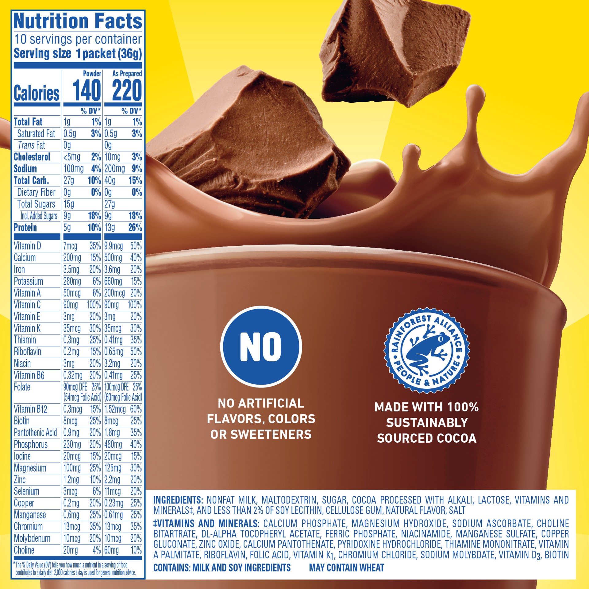 slide 4 of 5, Carnation Breakfast Essentials Nutritional Powder Drink Mix, Rich Milk Chocolate, 10 - 36 g Packets, 