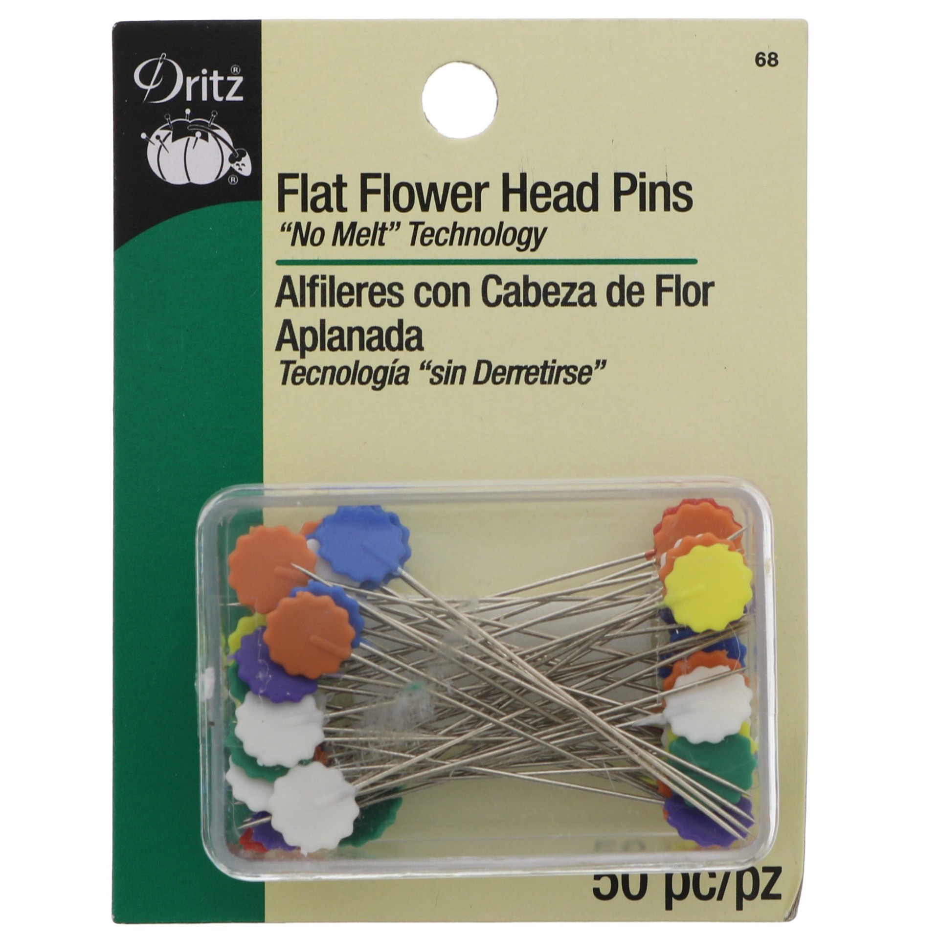 slide 1 of 1, Dritz Flat Flower Head Pins, 1 ct