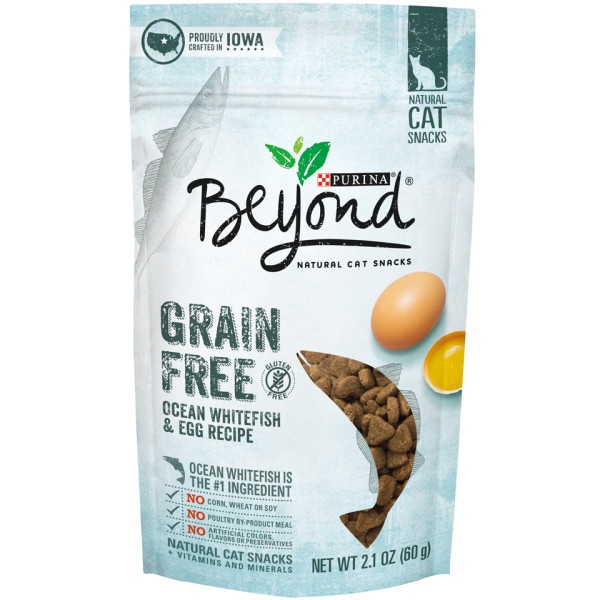 slide 1 of 5, Beyond Purina Beyond Grain Free Ocean Whitefish & Egg Recipe Natural Cat Snacks, 2.1 oz