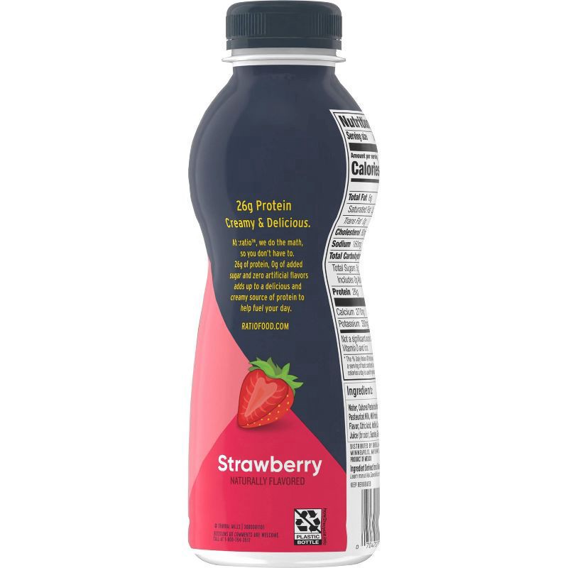 slide 12 of 12, :Ratio Protein Dairy Drink, Strawberry, 26g Protein, 10.8 fl oz, 10.8 oz