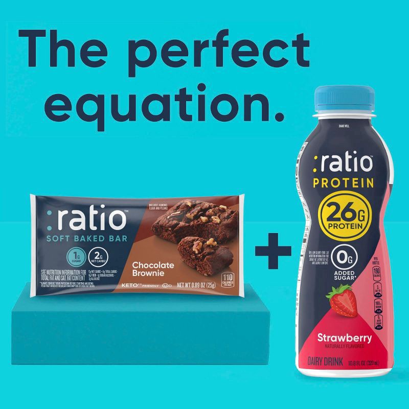 slide 2 of 12, :Ratio Protein Dairy Drink, Strawberry, 26g Protein, 10.8 fl oz, 10.8 oz
