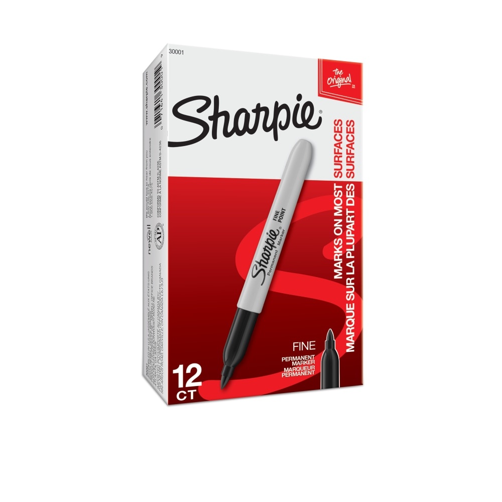 slide 1 of 5, Sharpie Fine Point Permanent Markers, Gray Barrel, Black Ink, 12 ct