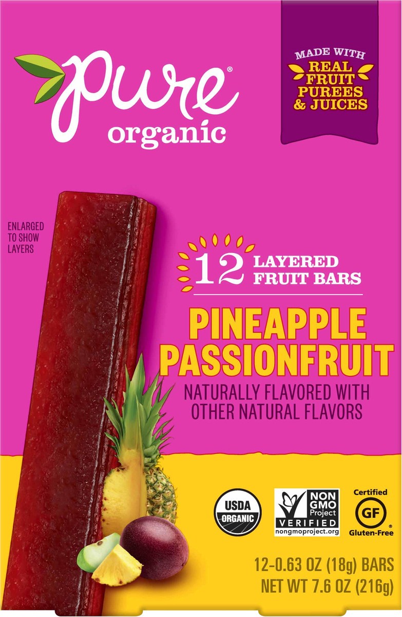 slide 8 of 10, Pure Organic Pineapple Passionfruit Layered Fruit Bars, 7.6 oz, 12 ct