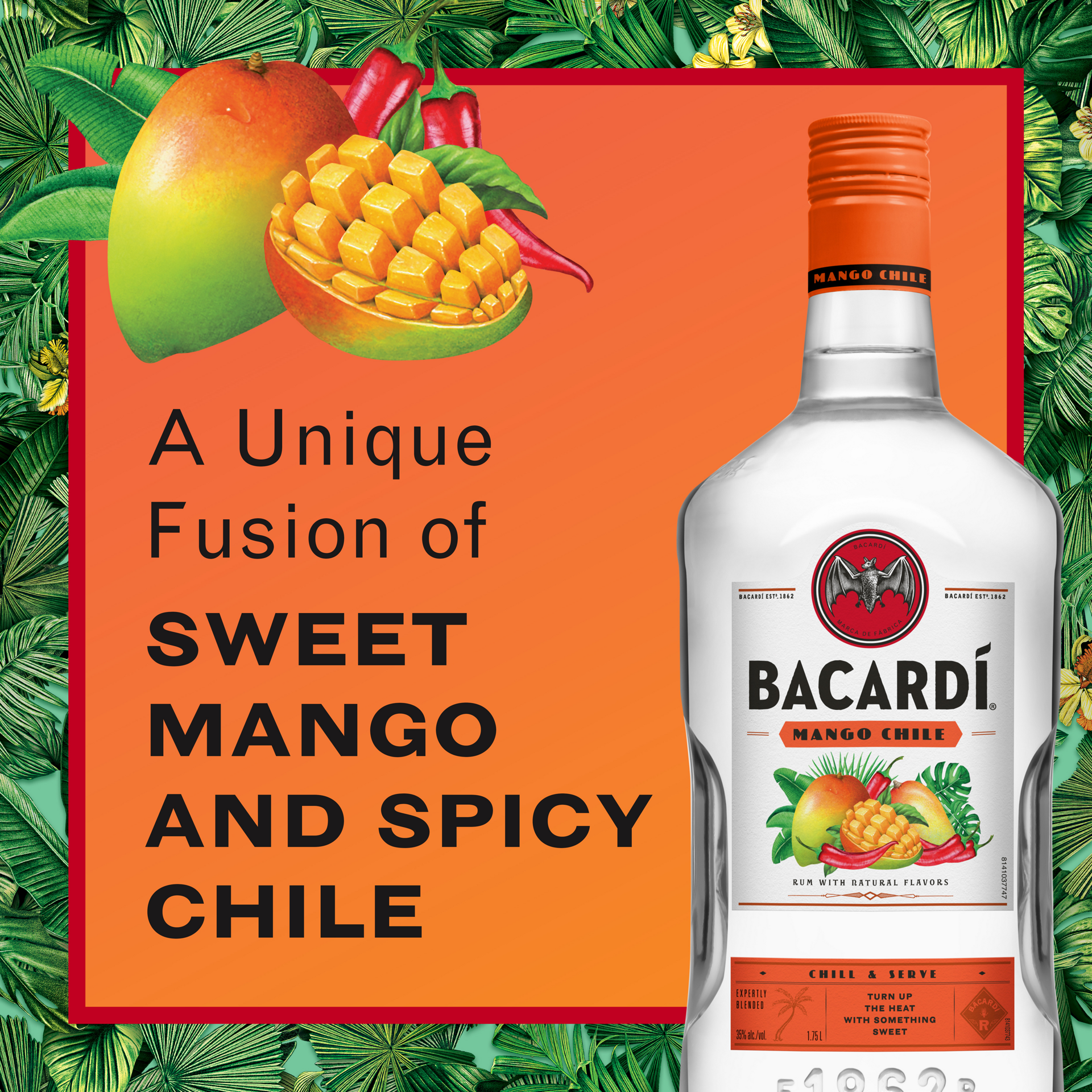 slide 5 of 5, Bacardí Bacardi Mango Chile 35% 175Cl/1.75L, 1.75 liter