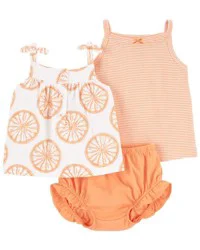 Carters Baby 3-Piece Orange Slice Little Short Set Orange/White 18M