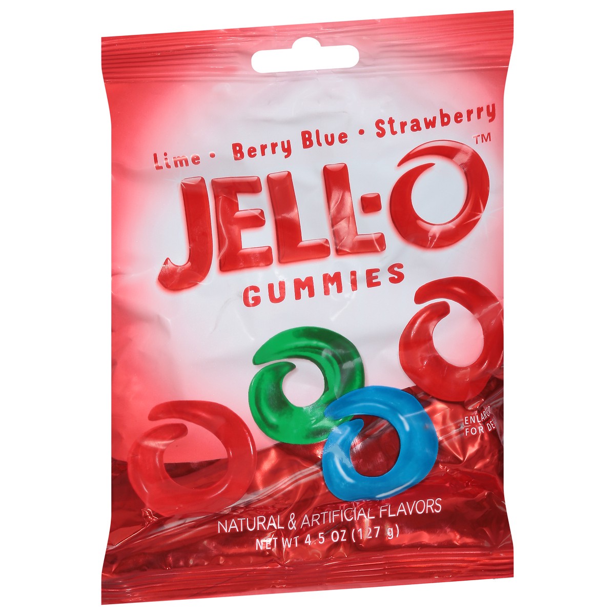 slide 2 of 9, Jell-O Lime/Berry Blue/Strawberry Gummies 4.5 oz, 4.5 oz