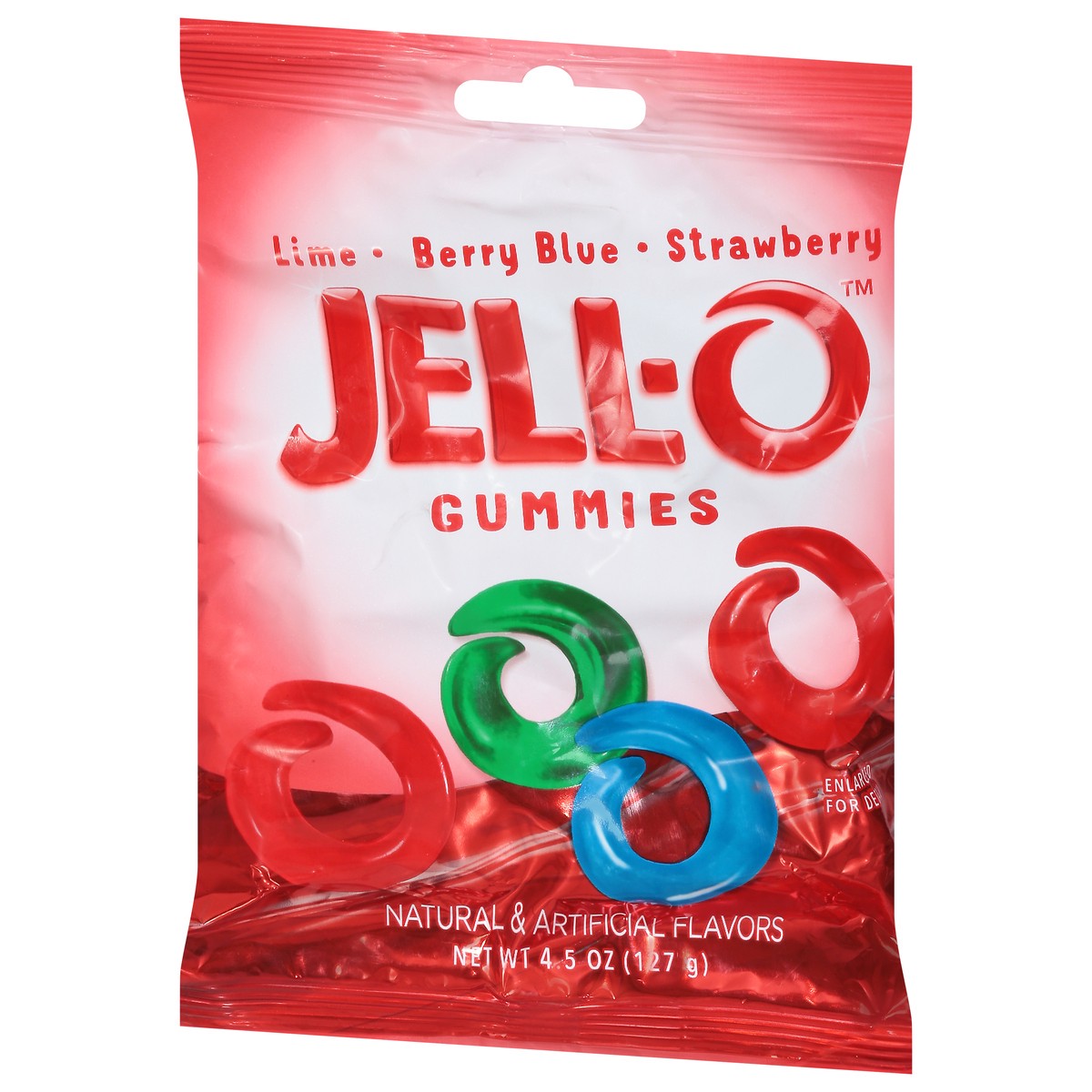 slide 3 of 9, Jell-O Lime/Berry Blue/Strawberry Gummies 4.5 oz, 4.5 oz