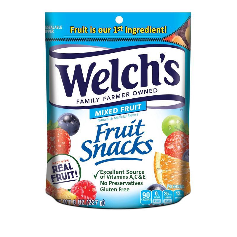 slide 1 of 9, Welch's Fruit Snacks 8oz Mixed Fruit Stand Up Bag, 8 oz