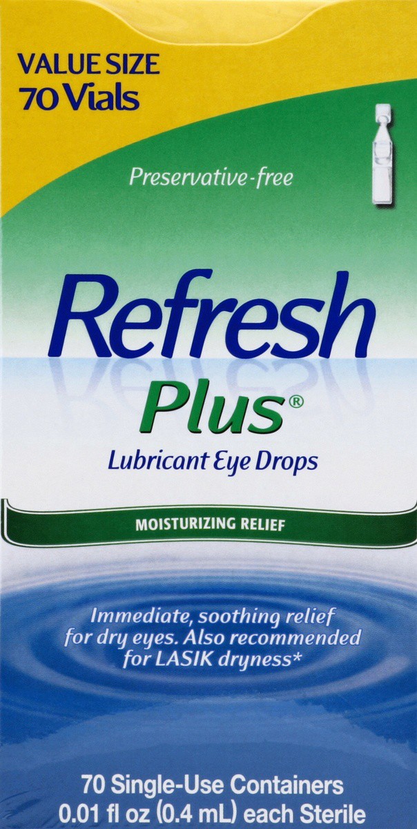 slide 3 of 7, Refresh Plus Lubricant Eye Drops, 70 ct