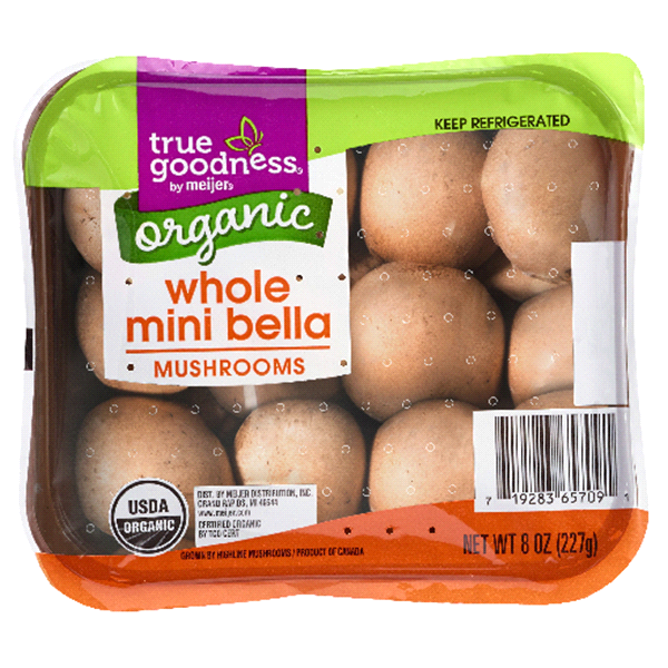 slide 1 of 1, Mini True Goodness Organic Bella Mushrooms, 8 oz