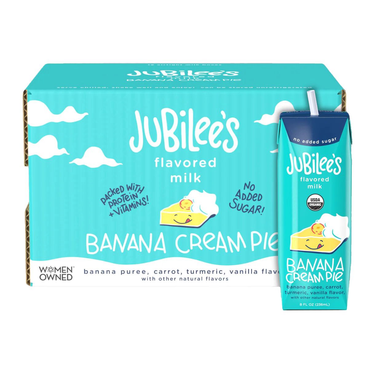 slide 1 of 1, Jubliee's Banana Cream Pie Flavored Milk, 8 oz Boxes, 12 ct