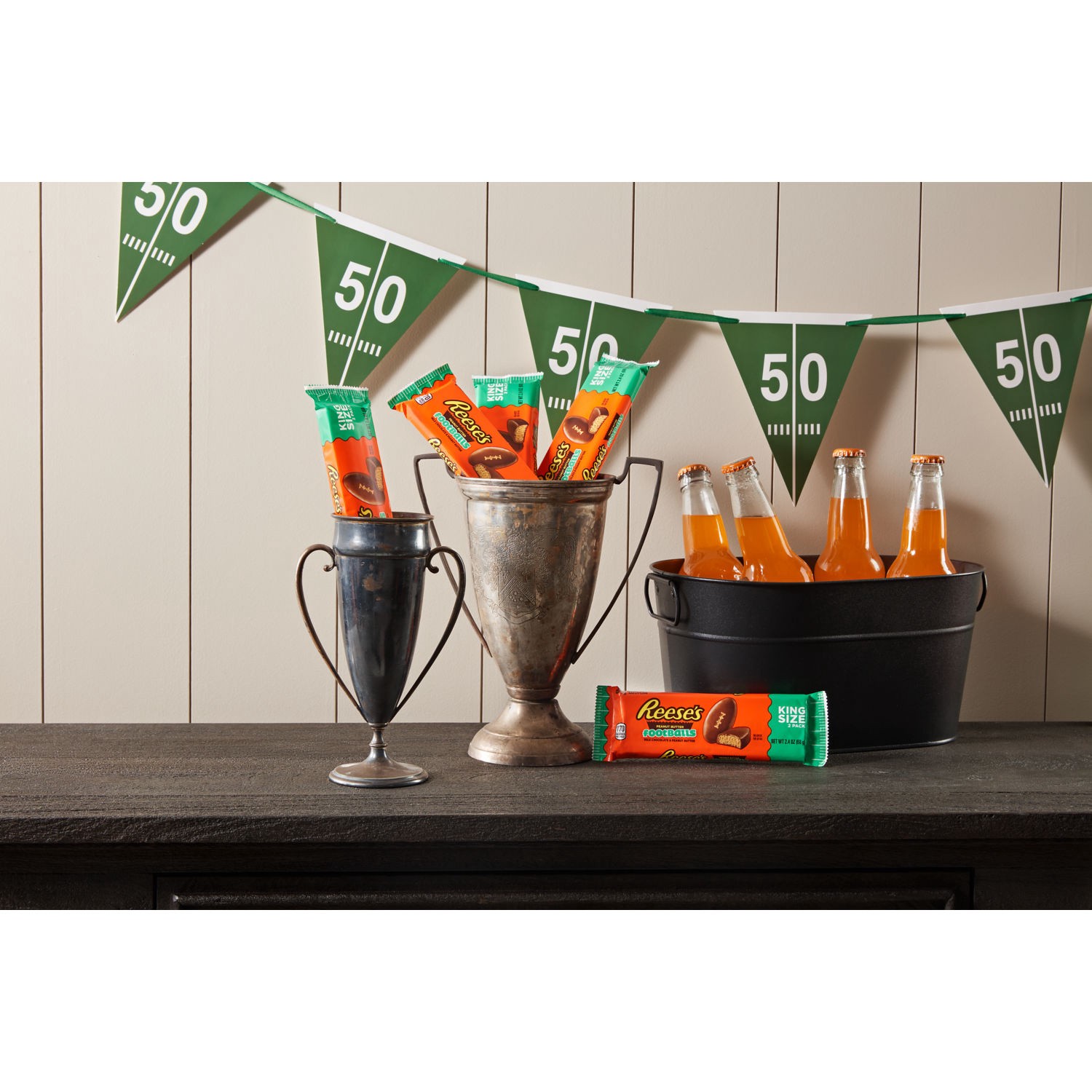 slide 4 of 8, Reese's Milk Chocolate King Size Peanut Butter Footballs, Candy Pack, 2.4 oz, 2.4 oz