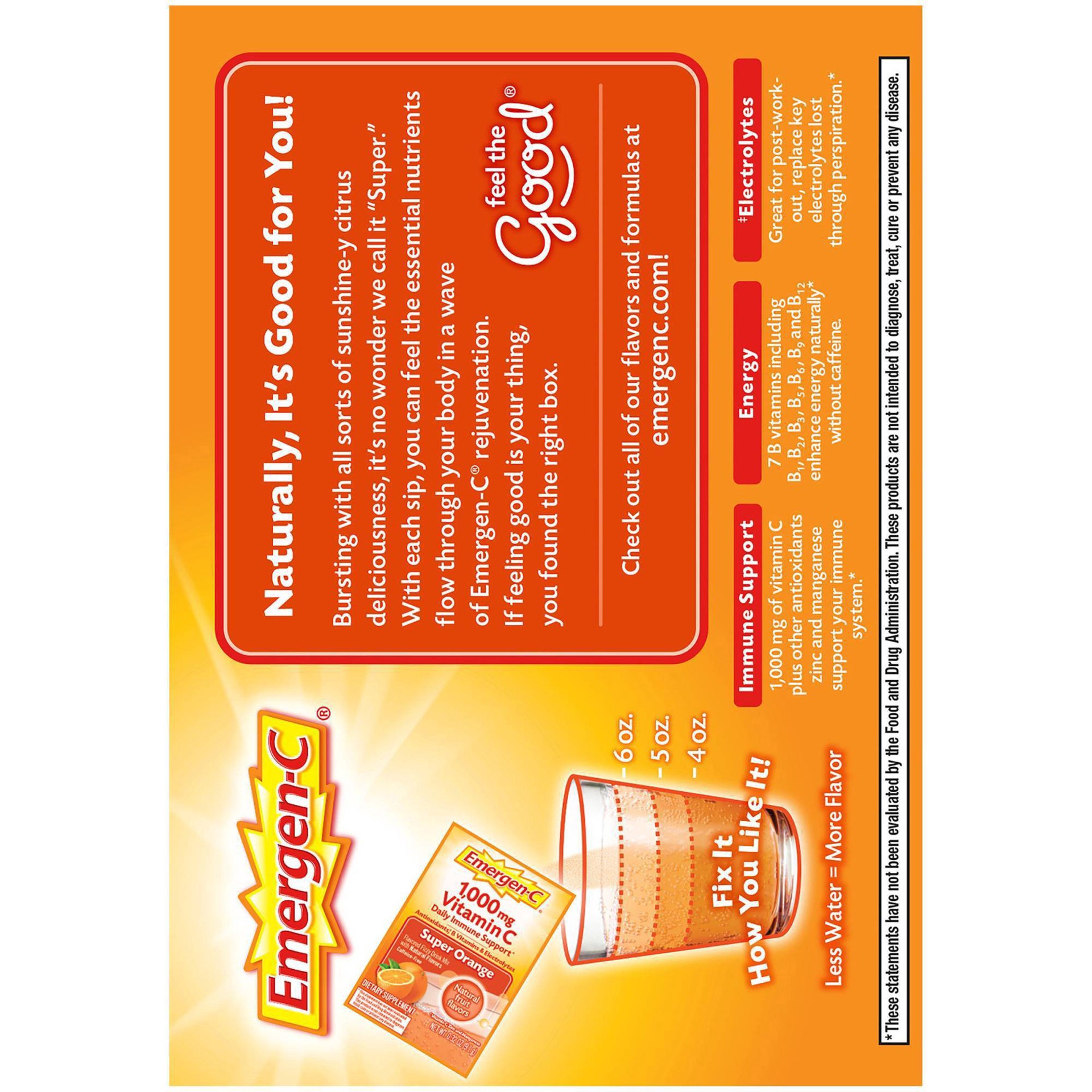 slide 12 of 15, Emergen-C 1,000 mg Super Orange Vitamin C 60 ea, 60 ct