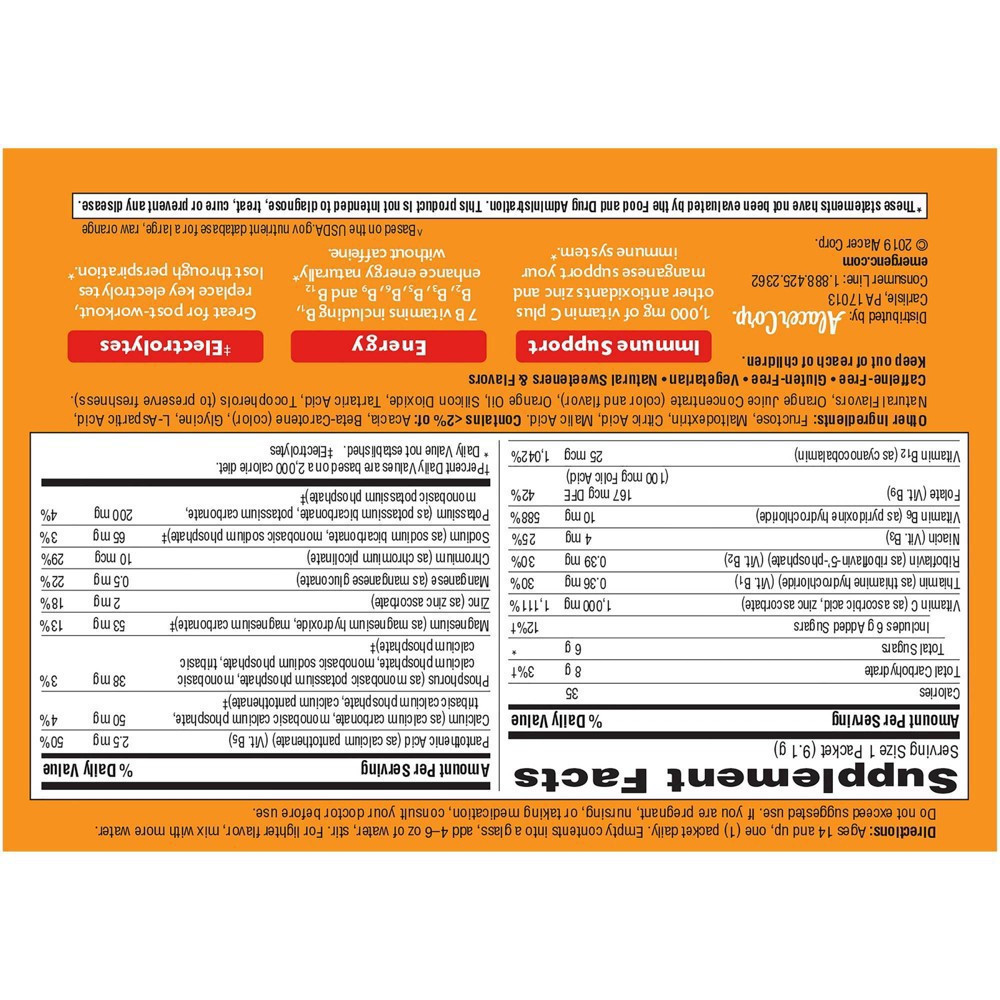 slide 11 of 15, Emergen-C 1,000 mg Super Orange Vitamin C 60 ea, 60 ct