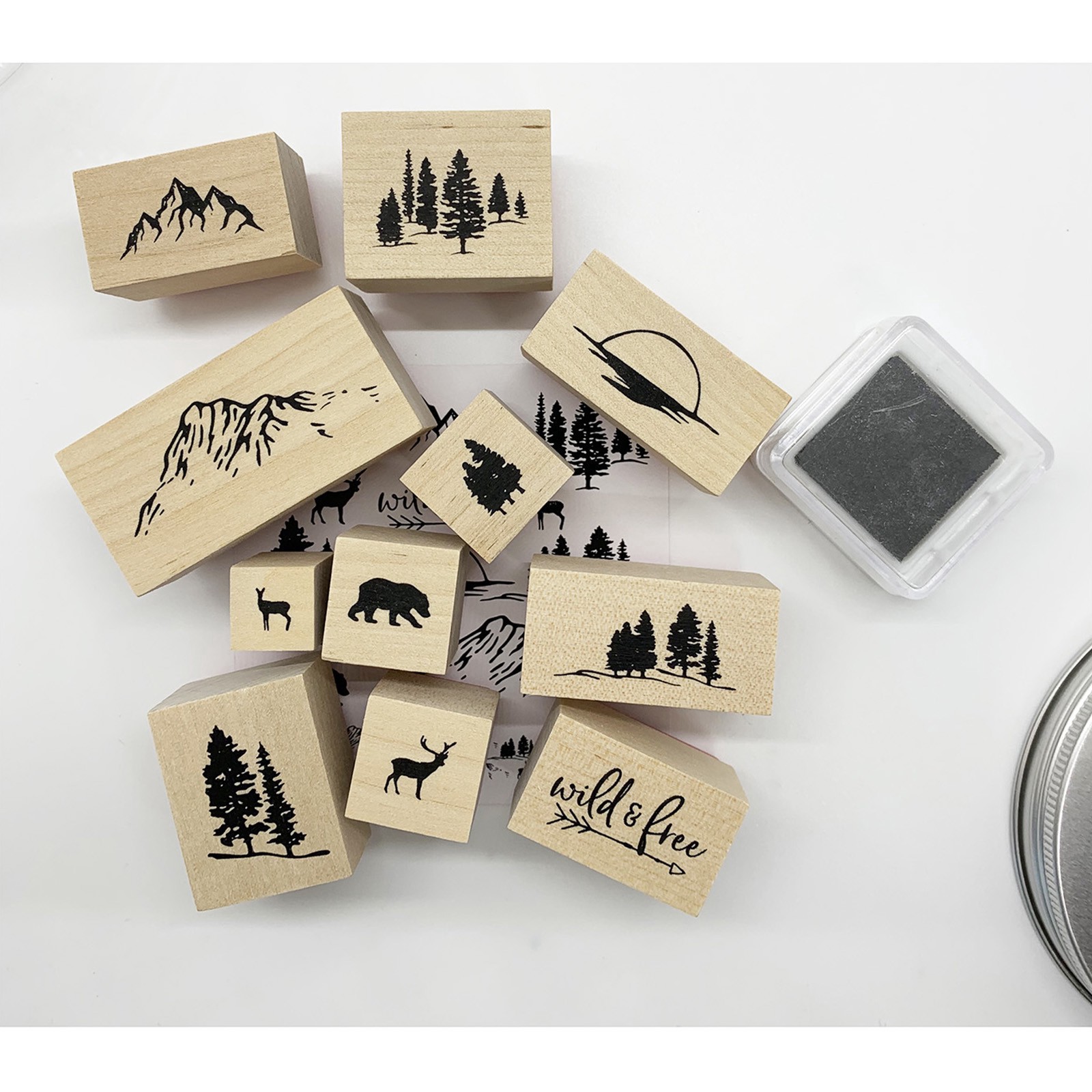 slide 4 of 5, Wild & Free Wood Stamp Jar Set By Recollections, 5.6 in x 3.6 in x 3.6 in
