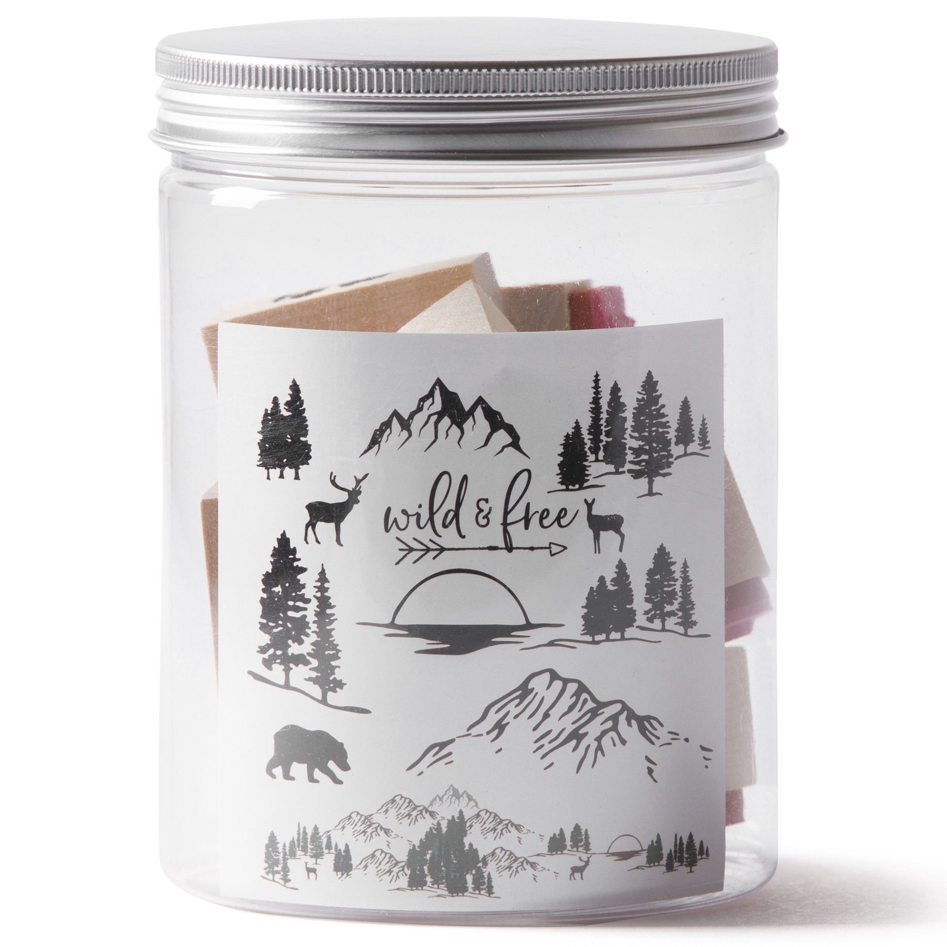 slide 5 of 5, Wild & Free Wood Stamp Jar Set By Recollections, 5.6 in x 3.6 in x 3.6 in