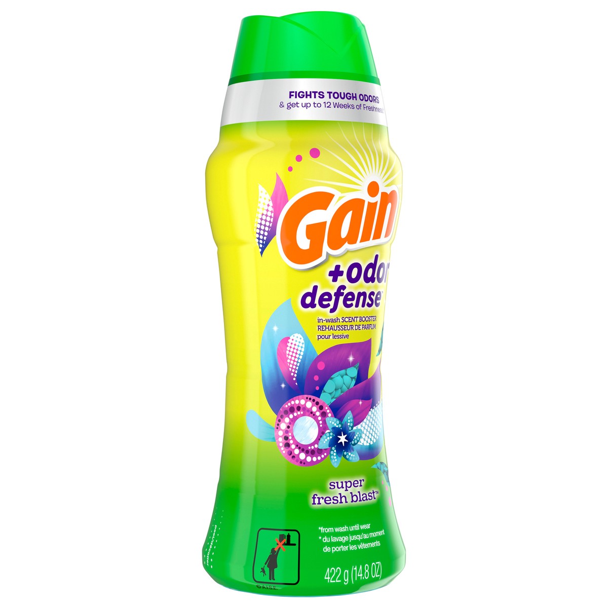 slide 5 of 5, Gain + Odor Defense In-Wash Scent Booster, Super Fresh Blast Scent, 14.8 oz, HE Compatible, 14.8 oz