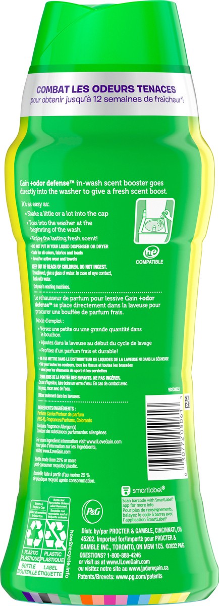 slide 4 of 5, Gain + Odor Defense In-Wash Scent Booster, Super Fresh Blast Scent, 14.8 oz, HE Compatible, 14.8 oz
