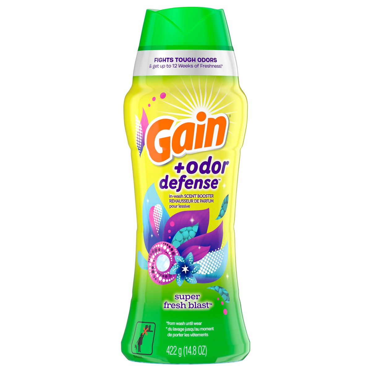 slide 1 of 5, Gain + Odor Defense In-Wash Scent Booster, Super Fresh Blast Scent, 14.8 oz, HE Compatible, 14.8 oz